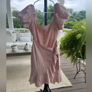 princess polly wrap dress floral puff sleeve